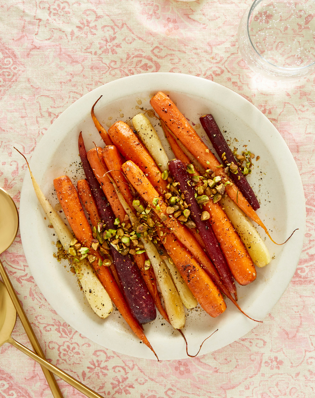 Roasted Carrots & Pesto on white plate