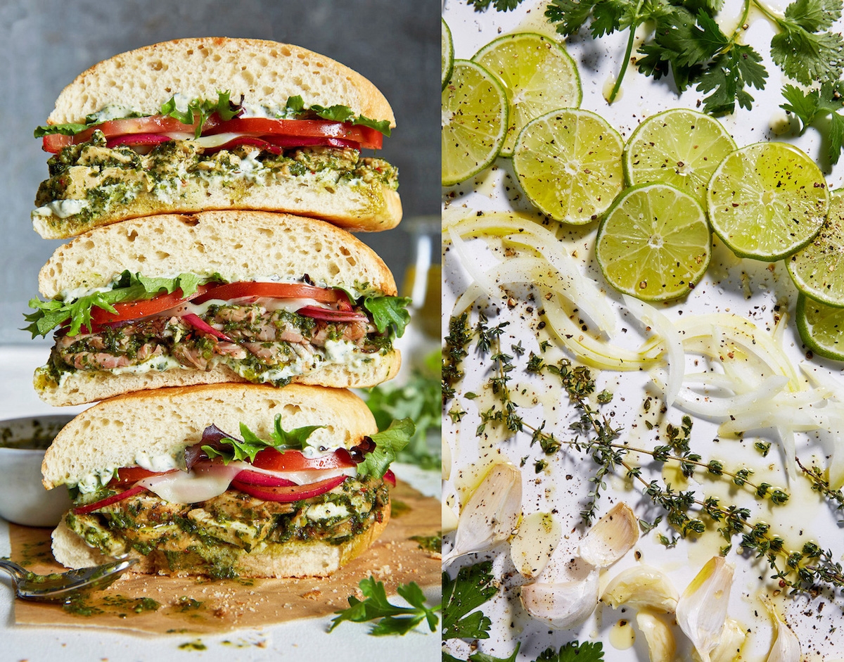 Chimmichurri sandwich and ingredients