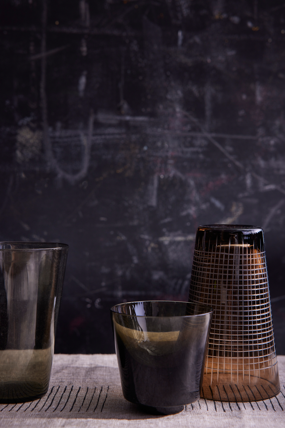 Glassware Trio on black background