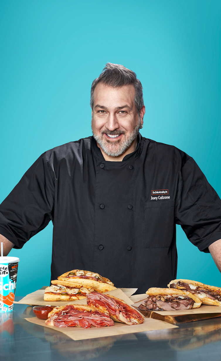 Joey Fatone with calzones
